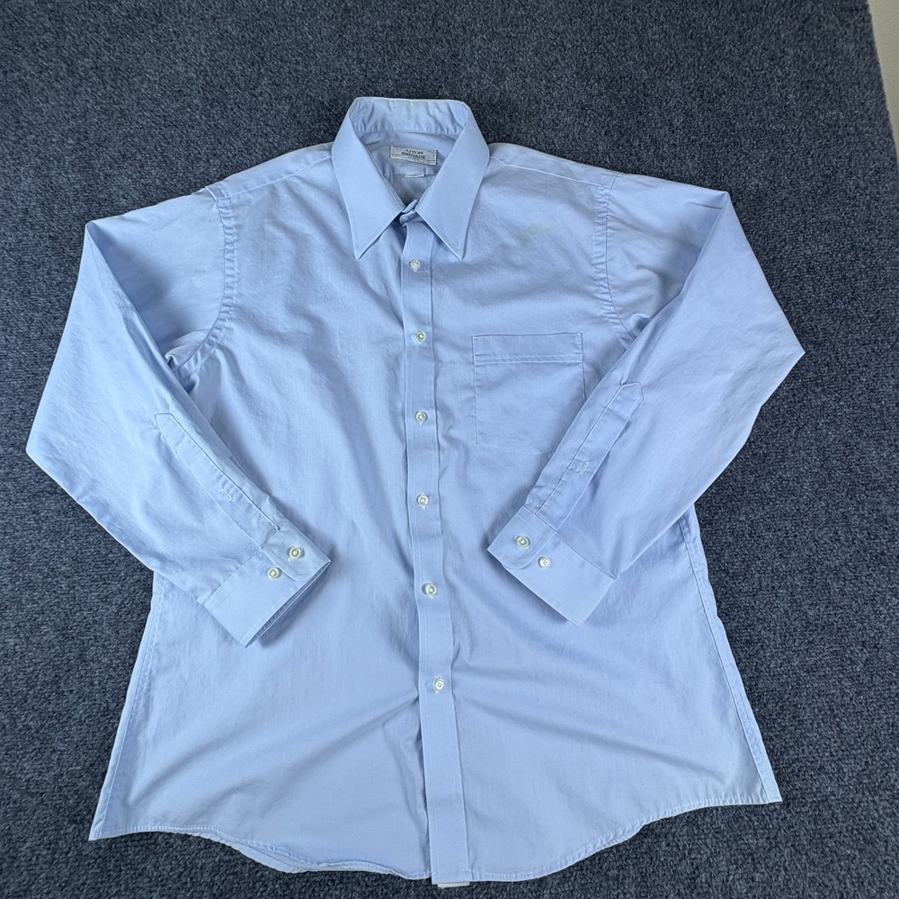 Arrow‎ Brigade Fitted Dress Shirt Mens 17.5 32/32 Blue Cotton Formal Button Up